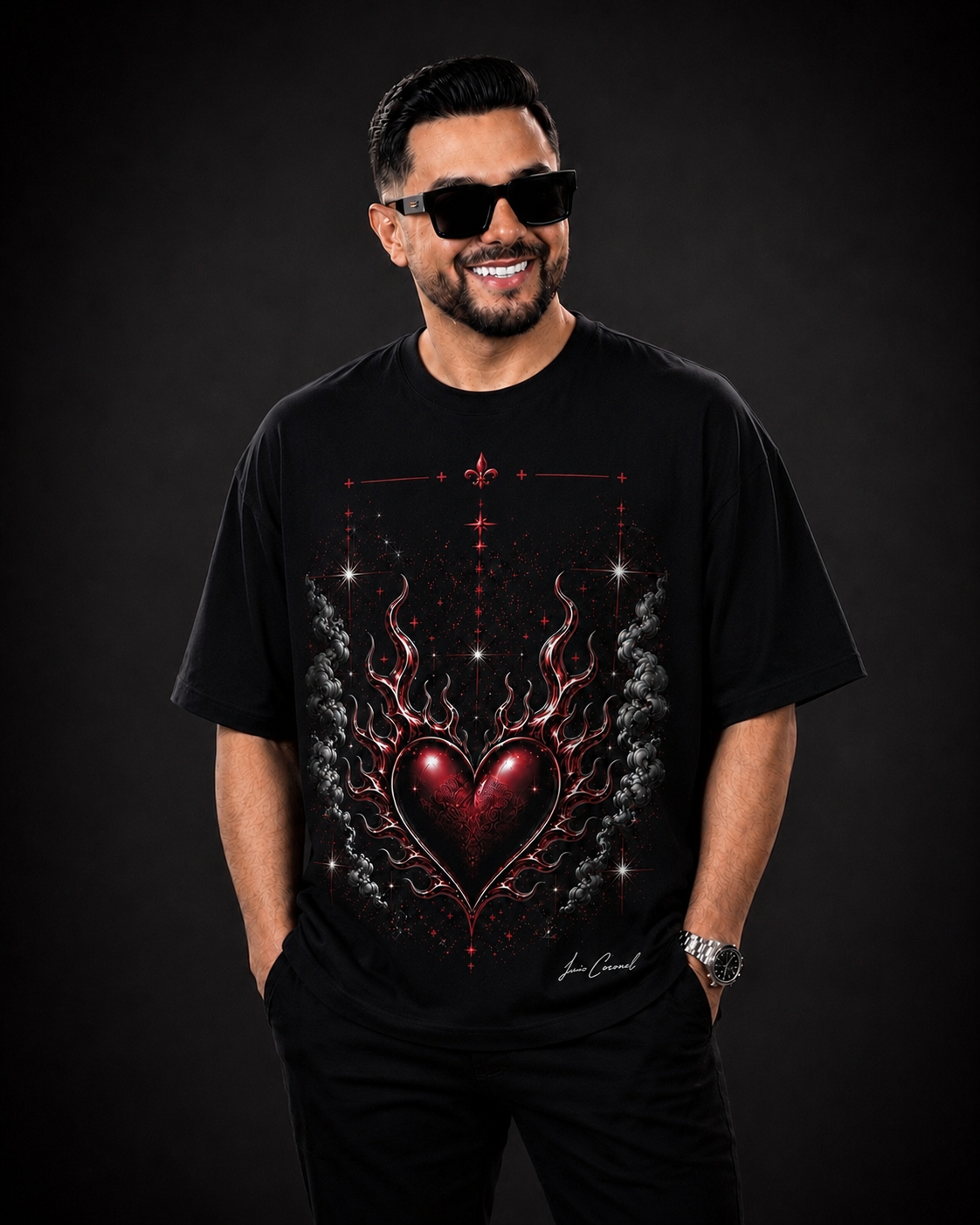 Pre-Order – Luis Coronel Heart & Roses Black T-Shirt